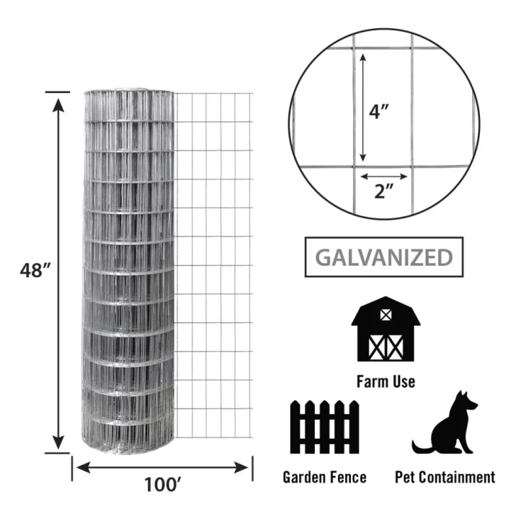 100-ft x 4-ft Gray Steel Welded Wire Rolled Fencing with Mesh Size 2-in x 4-in